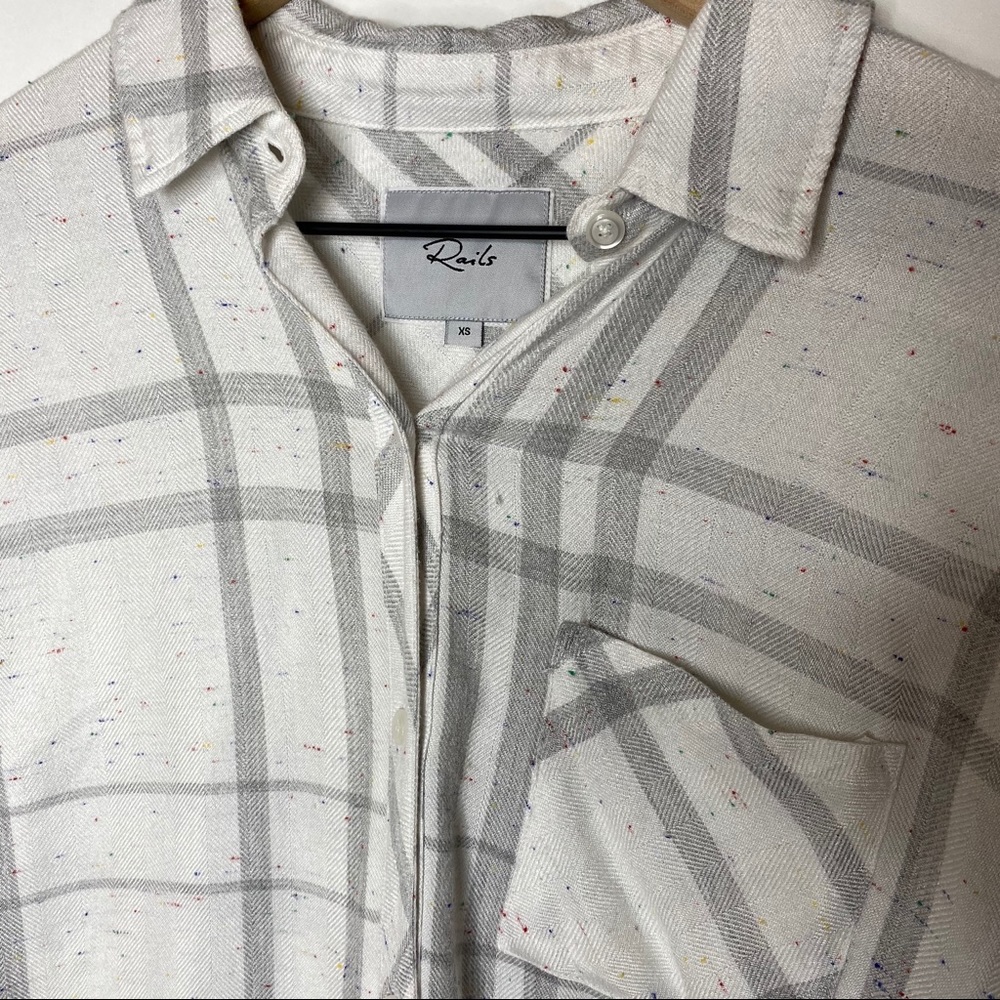 Rails Hunter Button Down White Charcoal Funfetti - image 5